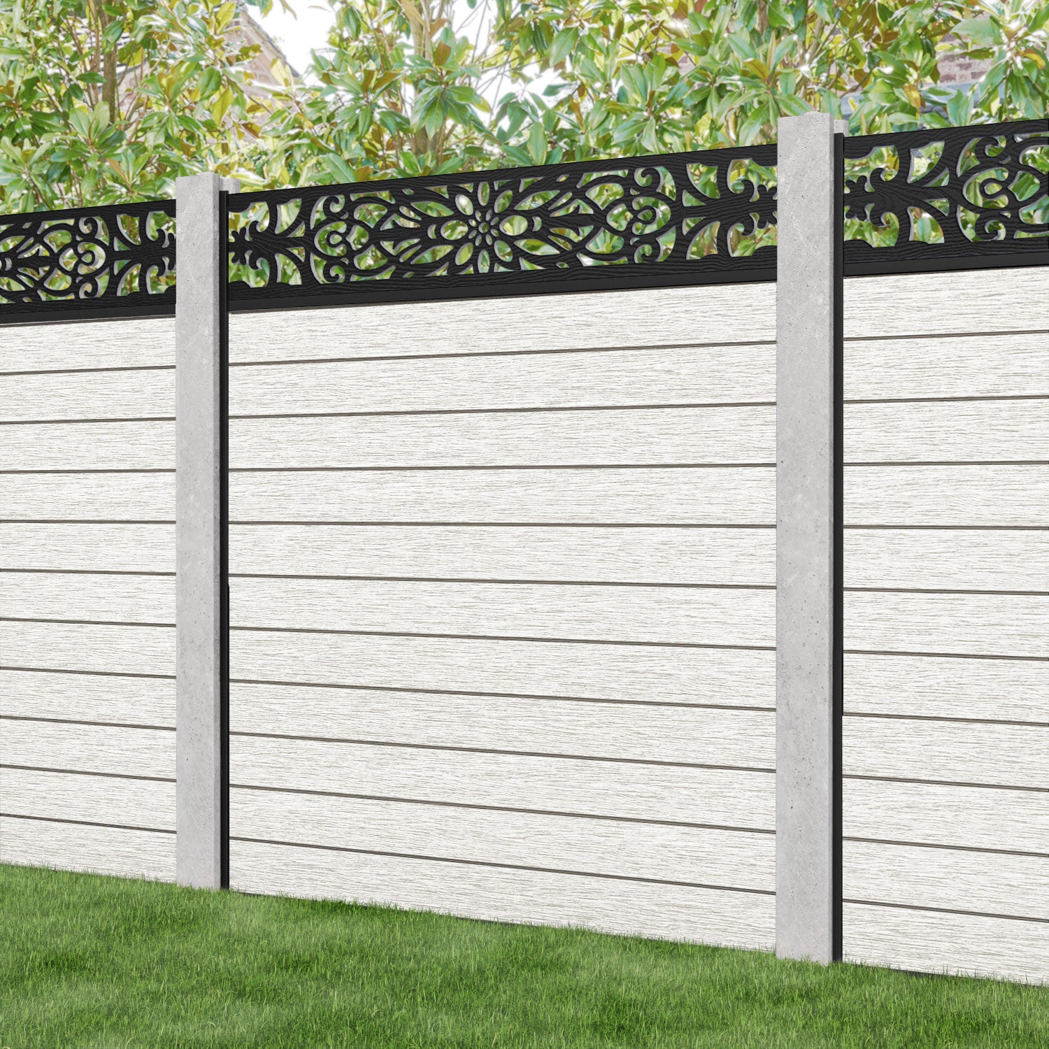 Fusion Windsor Fence Panel - Light Stone - for existing concrete posts