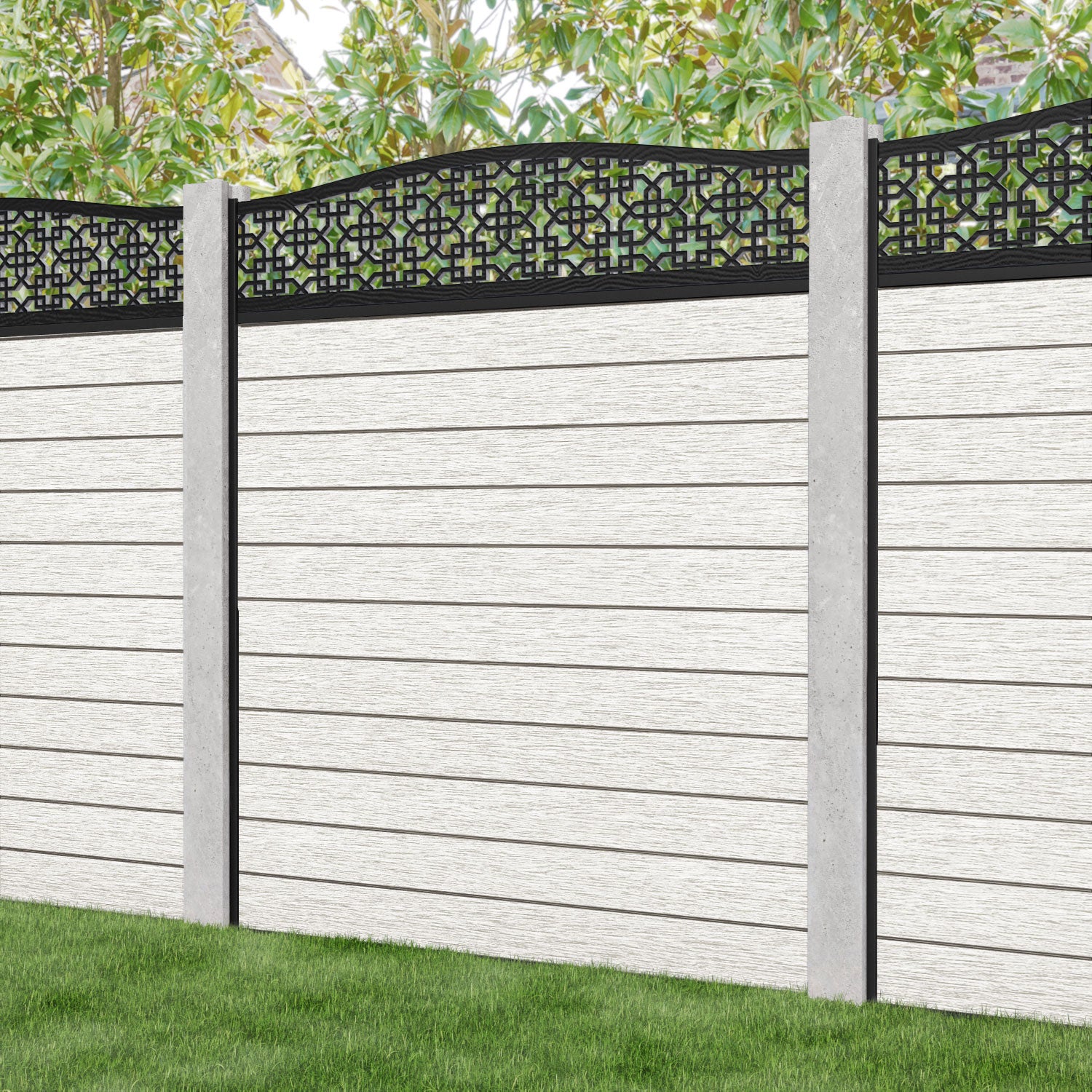 Fusion Zaria Curved Top Fence Panel - Light Stone - for existing concrete posts
