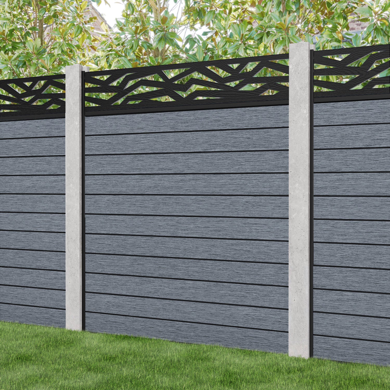 Fusion Zenith Fence Panel - Anthracite - for existing concrete posts