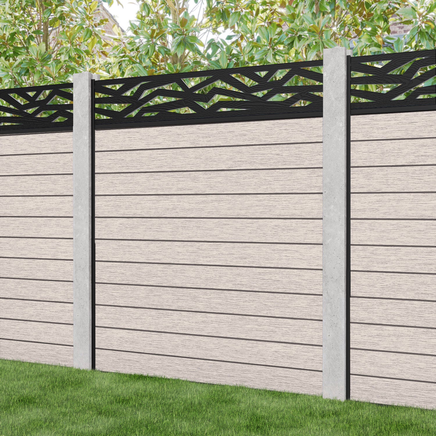 Fusion Zenith Fence Panel - Mid Stone - for existing concrete posts