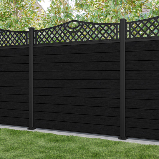 Fusion Oxford Curved Top Fence Panel - Black - with our composite posts