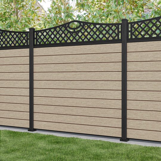 Fusion Oxford Curved Top Fence Panel - Light Oak - with our composite posts