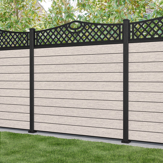 Fusion Oxford Curved Top Fence Panel - Mid Stone - with our composite posts