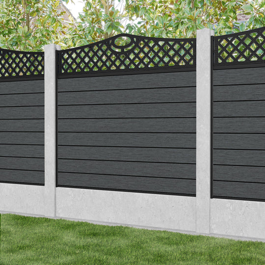 Fusion Oxford Curved Top Fence Panel - Dark Grey - for existing concrete posts