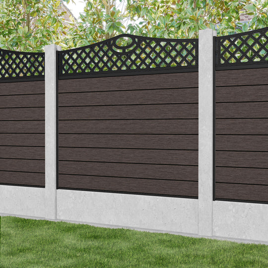 Fusion Oxford Curved Top Fence Panel - Mid Brown - for existing concrete posts