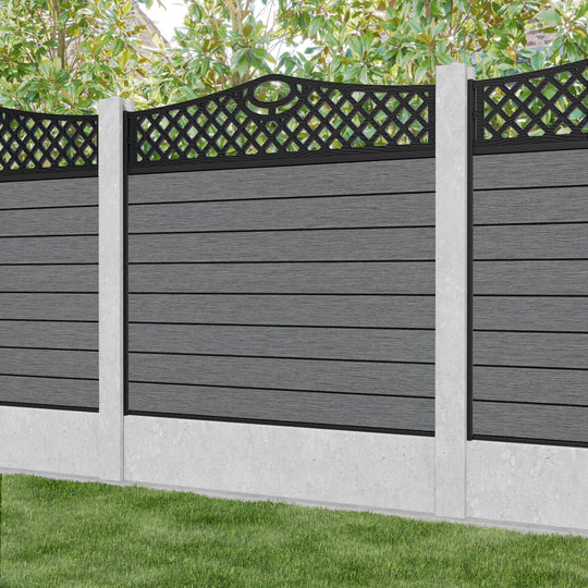 Fusion Oxford Curved Top Fence Panel - Mid Grey - for existing concrete posts