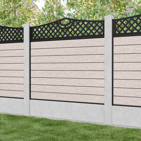 Fusion Oxford Curved Top Fence Panel - Mid Stone - for existing concrete posts
