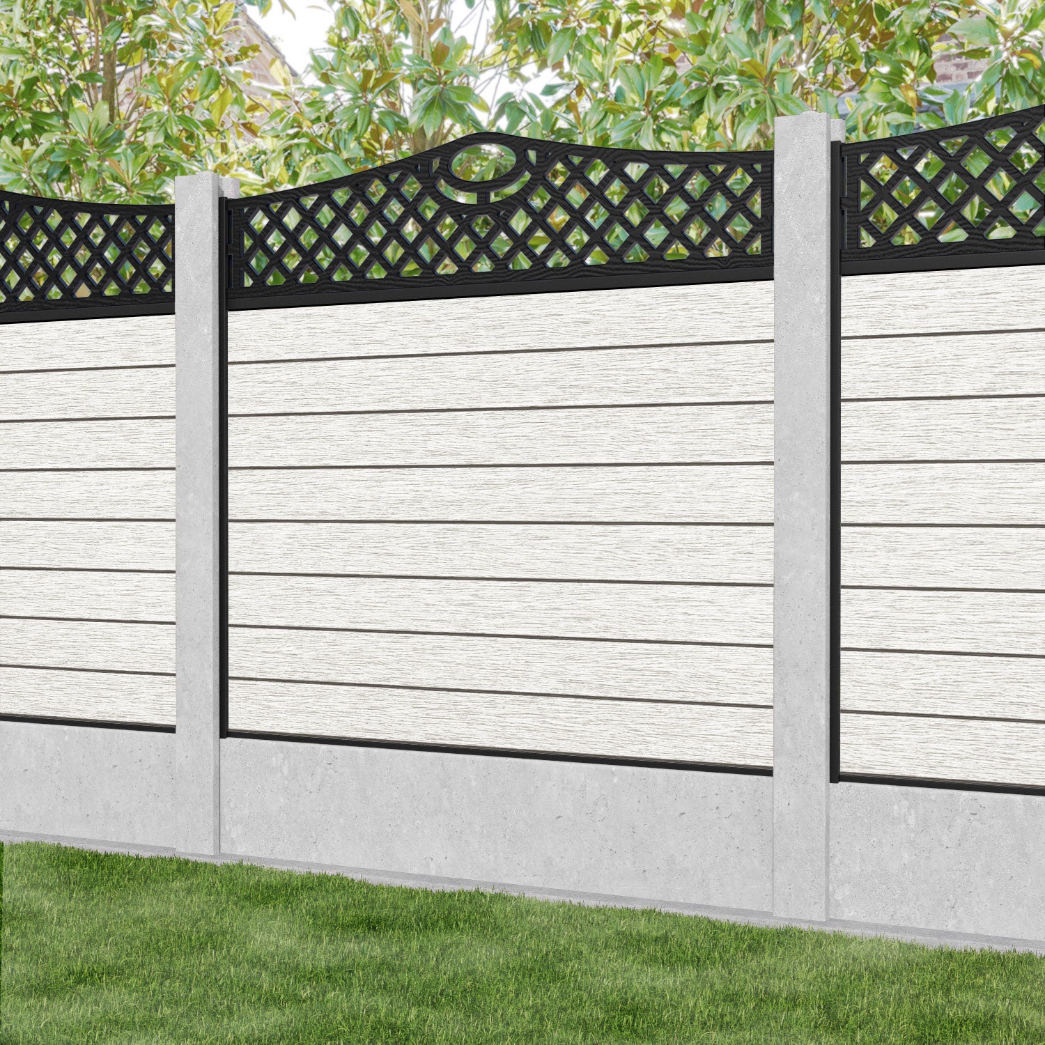 Fusion Oxford Curved Top Fence Panel - Light Stone - for existing concrete posts