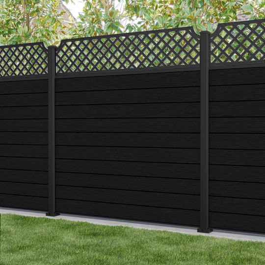 Fusion Regal Hive Fence Panel - Black - with our aluminium posts