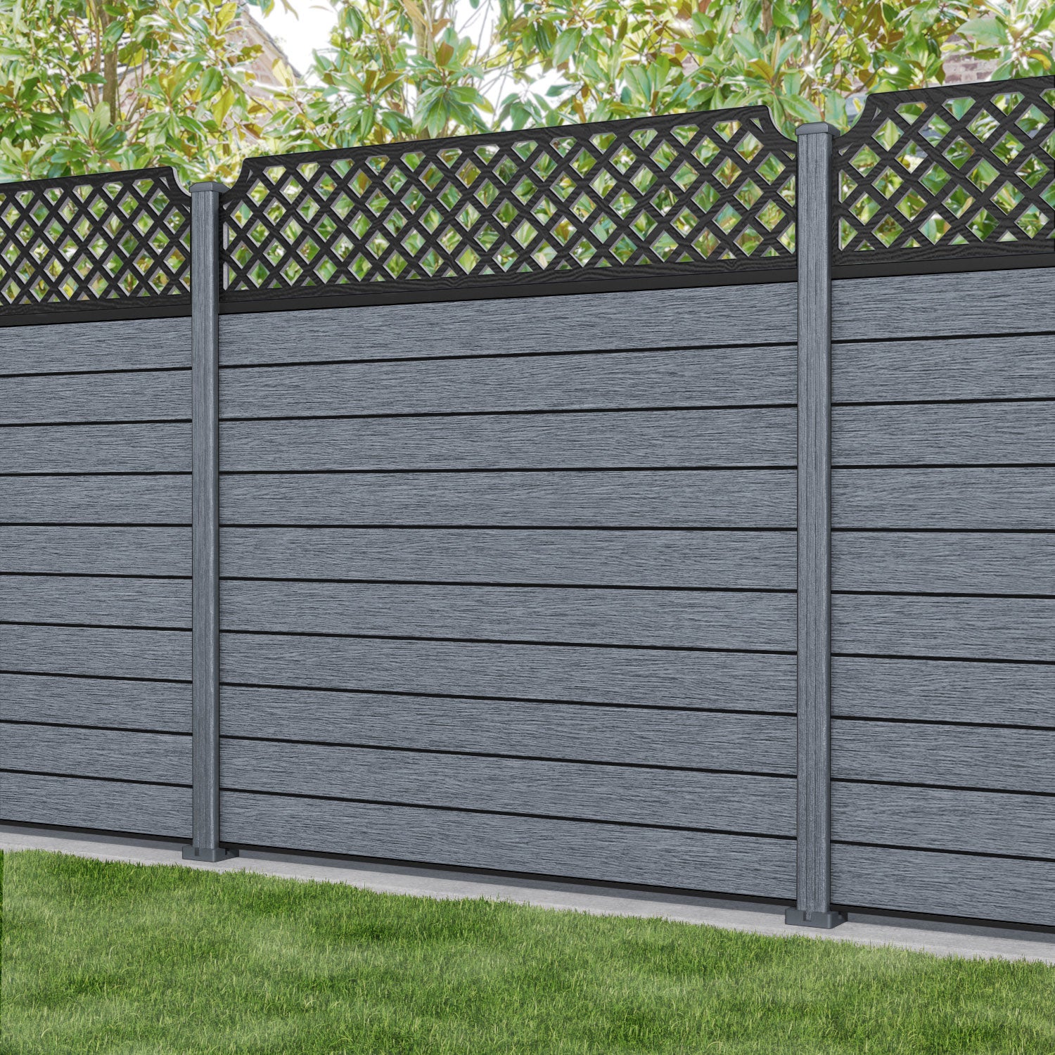 Fusion Regal Hive Fence Panel - Anthracite - with our composite posts