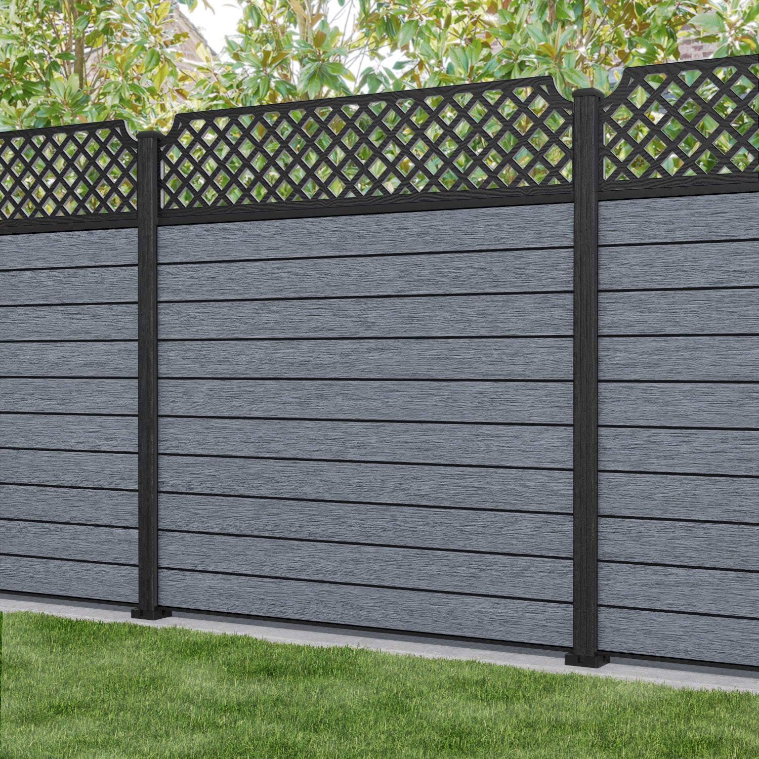 Fusion Regal Hive Fence Panel - Anthracite - with our composite posts