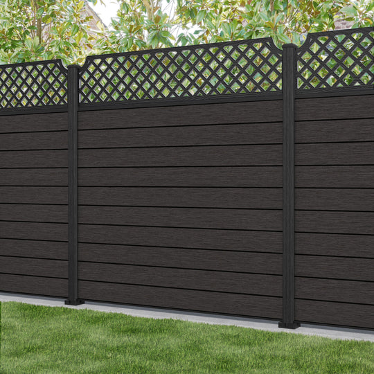 Fusion Regal Hive Fence Panel - Dark Oak - with our composite posts