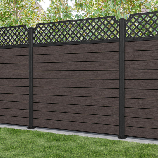 Fusion Regal Hive Fence Panel - Mid Brown - with our composite posts