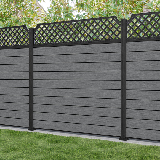 Fusion Regal Hive Fence Panel - Mid Grey - with our composite posts