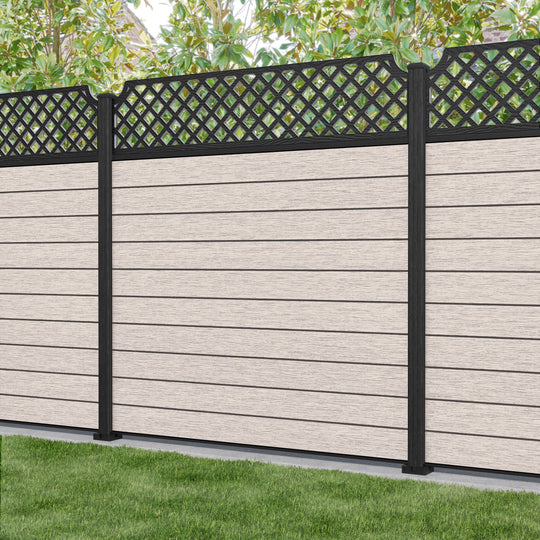 Fusion Regal Hive Fence Panel - Mid Stone - with our composite posts
