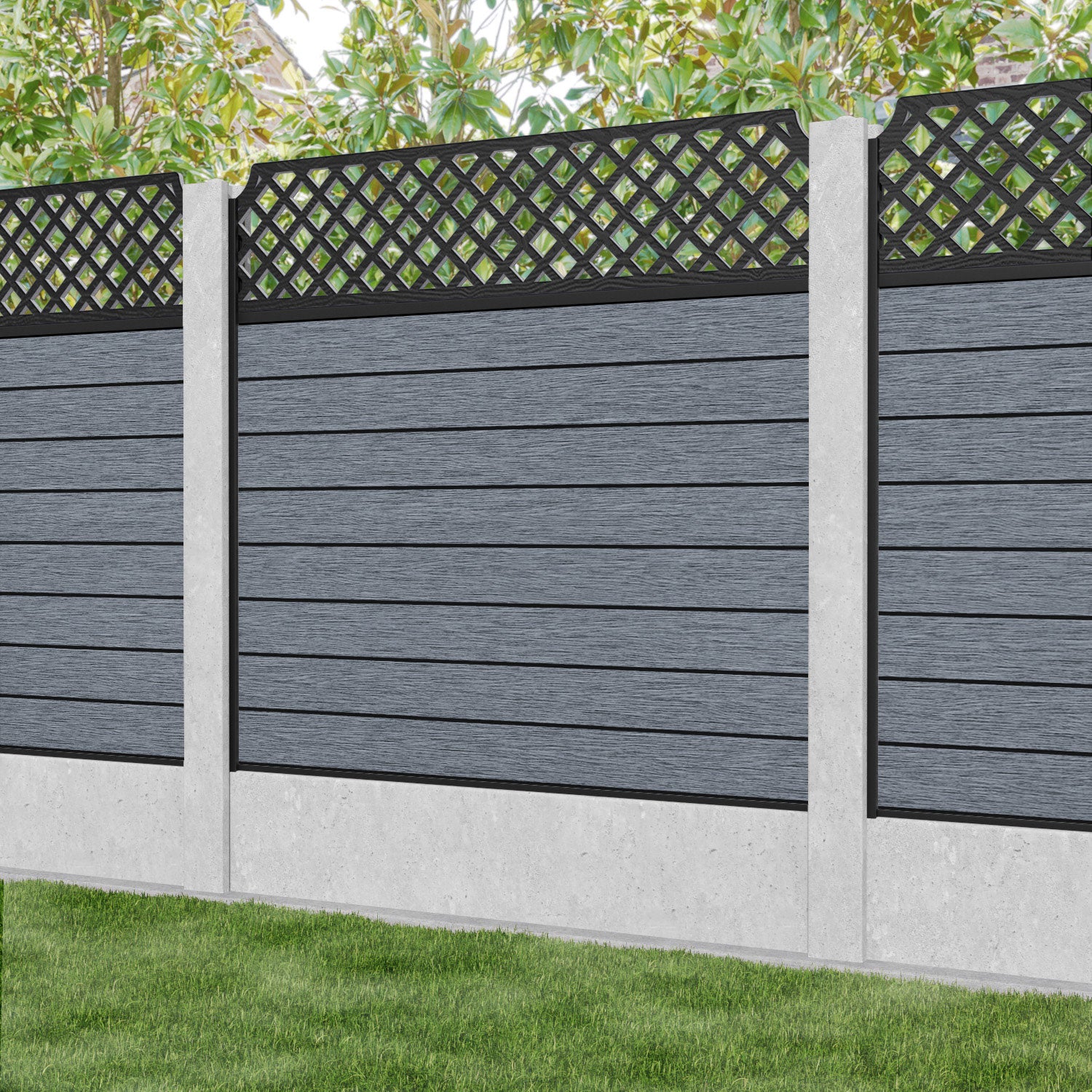 Fusion Regal Hive Fence Panel - Anthracite - for existing concrete posts