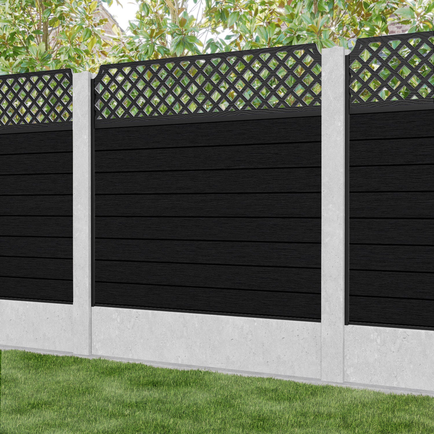 Fusion Regal Hive Fence Panel - Black - for existing concrete posts