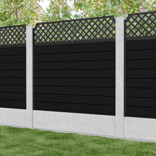 Fusion Regal Hive Fence Panel - Black - for existing concrete posts