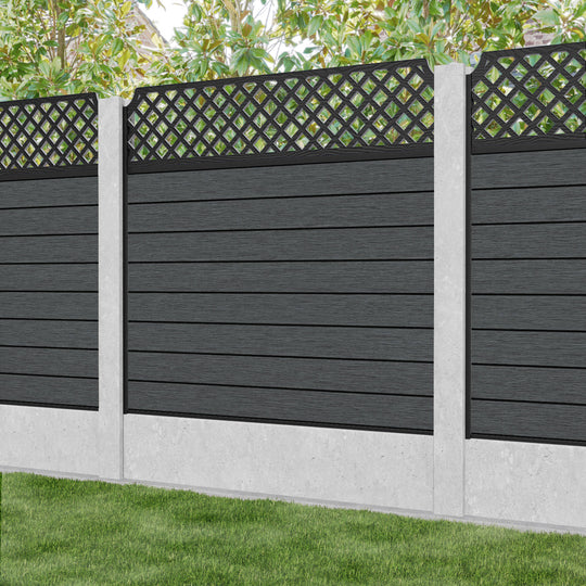 Fusion Regal Hive Fence Panel - Dark Grey - for existing concrete posts