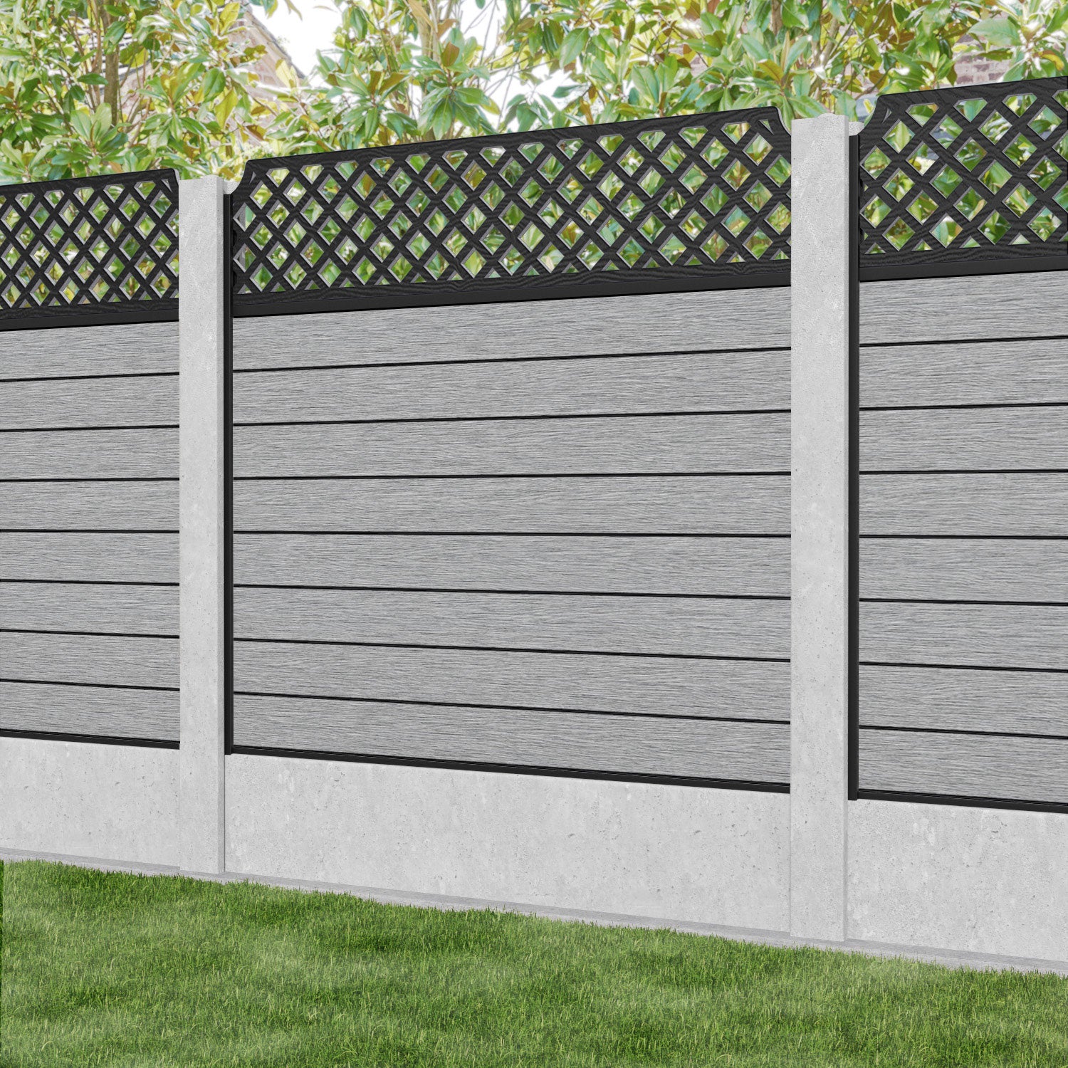 Fusion Regal Hive Fence Panel - Light Grey - for existing concrete posts