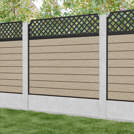 Fusion Regal Hive Fence Panel - Light Oak - for existing concrete posts