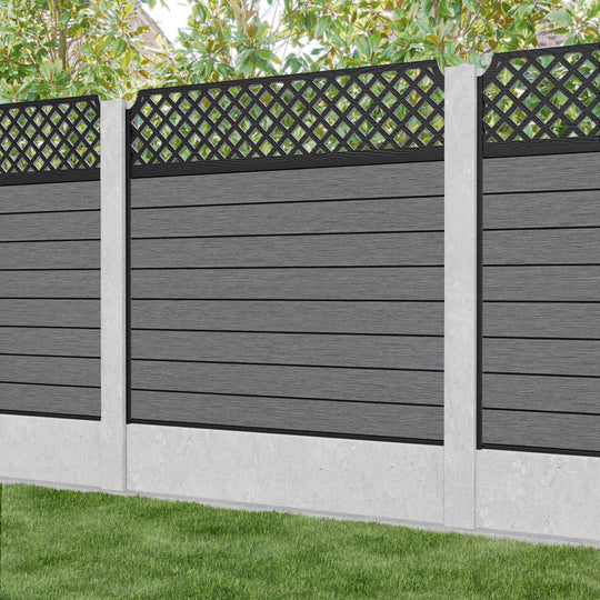 Fusion Regal Hive Fence Panel - Mid Grey - for existing concrete posts