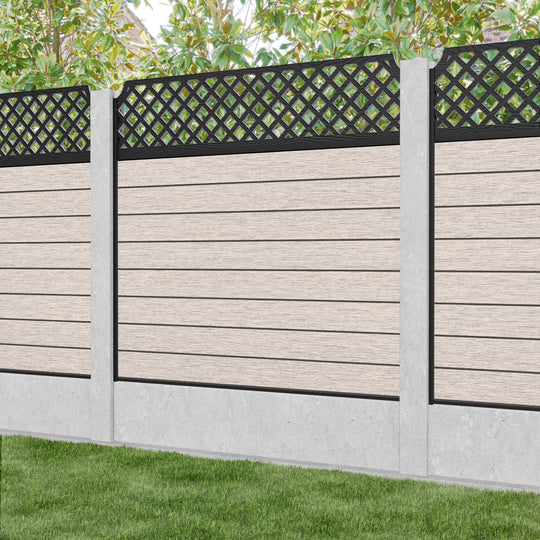 Fusion Regal Hive Fence Panel - Mid Stone - for existing concrete posts