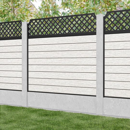 Fusion Regal Hive Fence Panel - Light Stone - for existing concrete posts