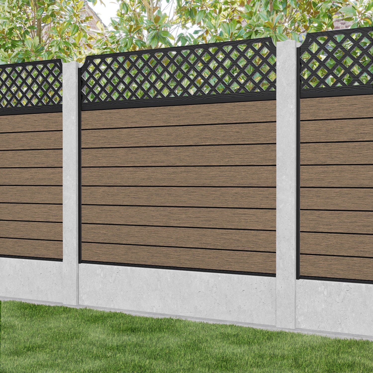 Fusion Regal Hive Fence Panel - Teak - for existing concrete posts
