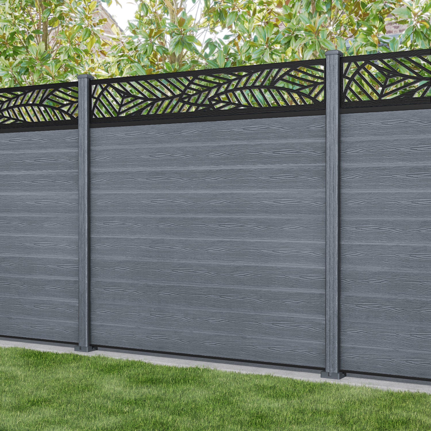 Classic Habitat Fence Panel - Anthracite - with our composite posts
