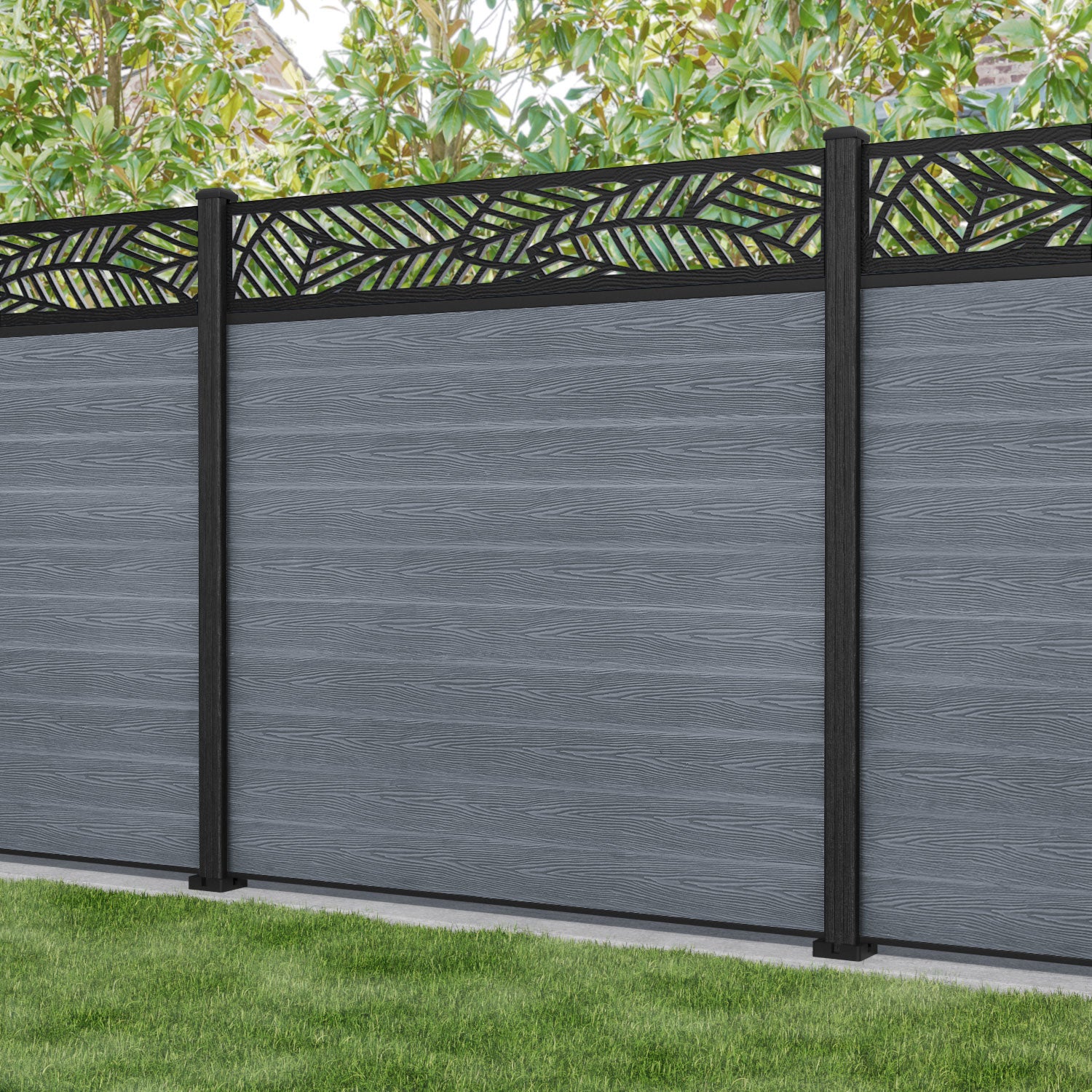 Classic Habitat Fence Panel - Anthracite - with our composite posts