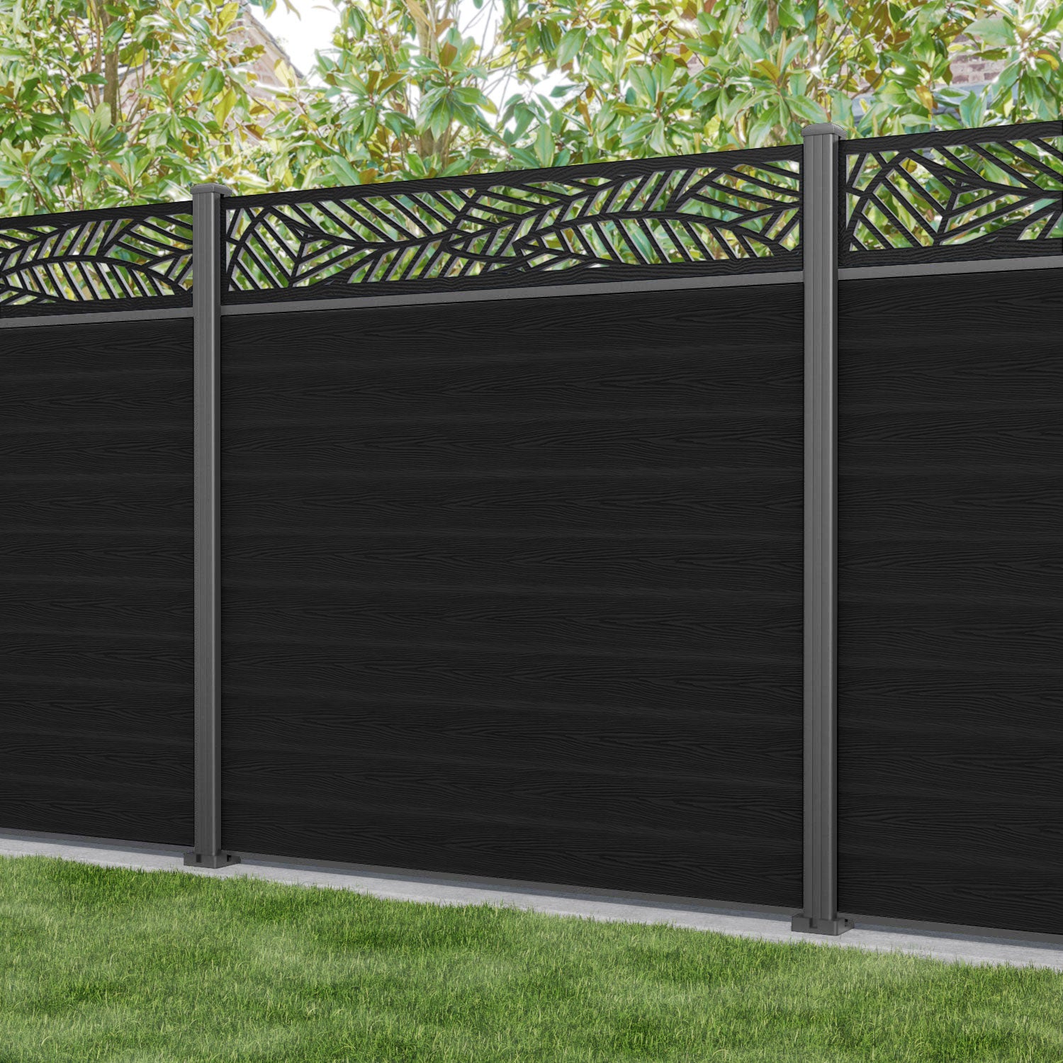 Classic Habitat Fence Panel - Black - with our aluminium posts