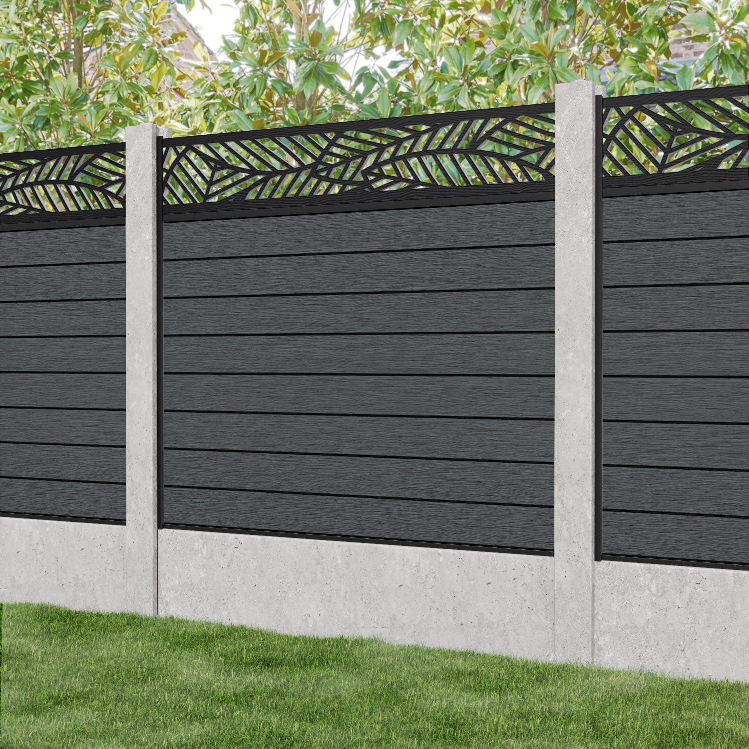 Fusion Habitat Fence Panel - Dark Grey - for existing concrete posts