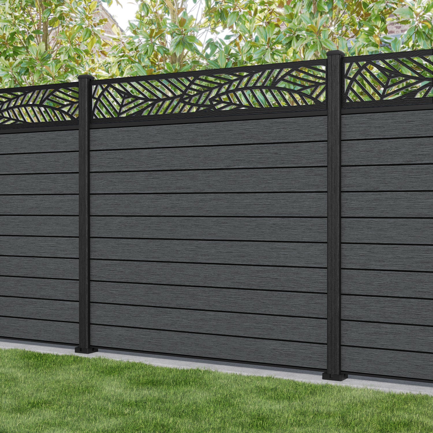 Fusion Habitat Fence Panel - Dark Grey - with our composite posts
