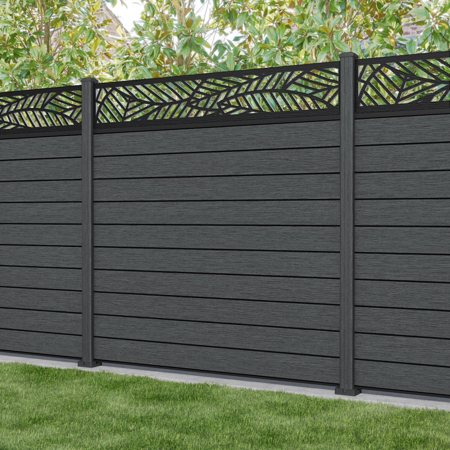 Fusion Habitat Fence Panel - Dark Grey - with our composite posts