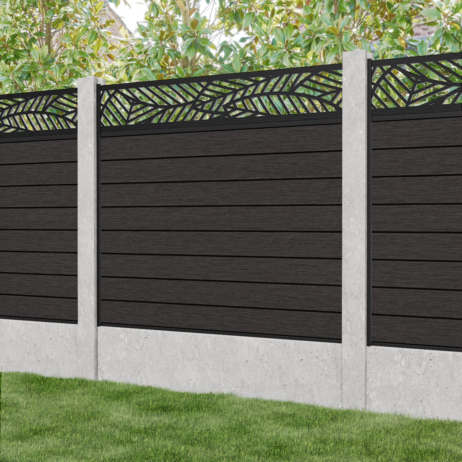 Fusion Habitat Fence Panel - Dark Oak - for existing concrete posts