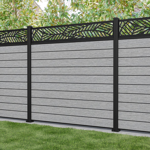 Fusion Habitat Fence Panel - Light Grey - with our aluminium posts