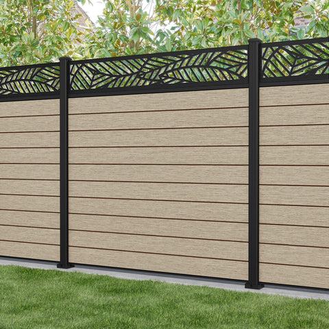 Fusion Habitat Fence Panel - Light Oak - with our aluminium posts