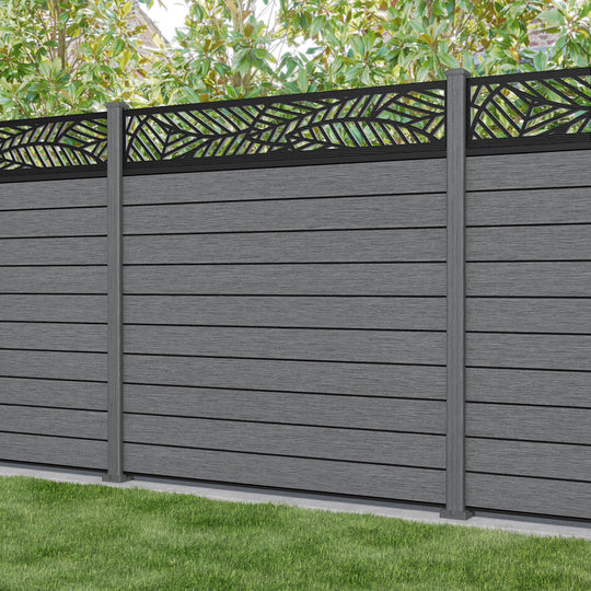 Fusion Habitat Fence Panel - Mid Grey - with our composite posts