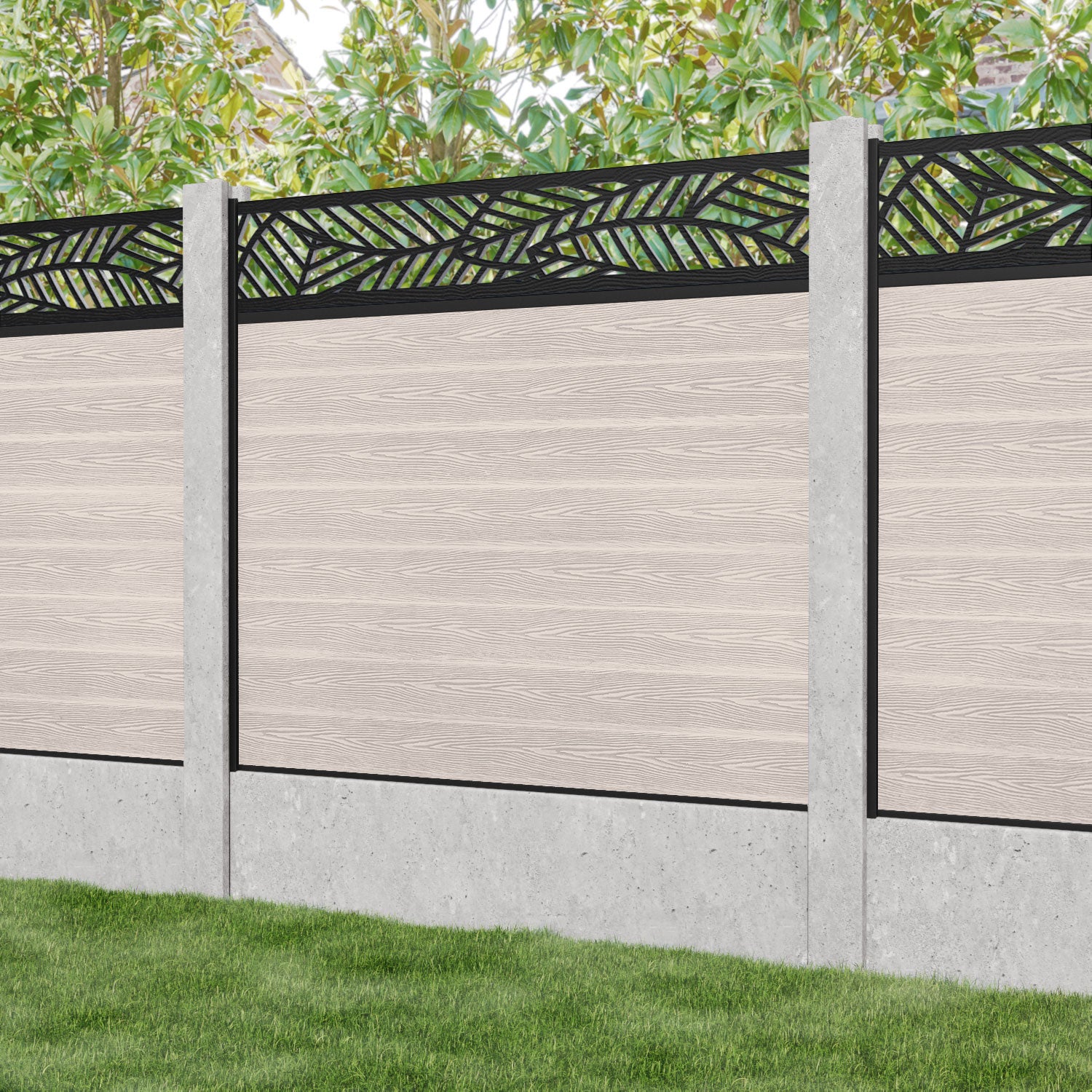 Classic Habitat Fence Panel - Mid Stone - for existing concrete posts