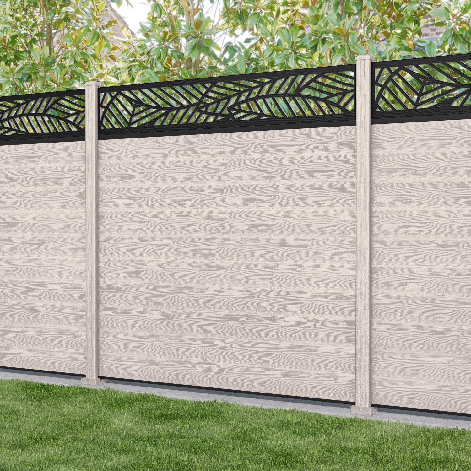 Classic Habitat Fence Panel - Mid Stone - with our composite posts
