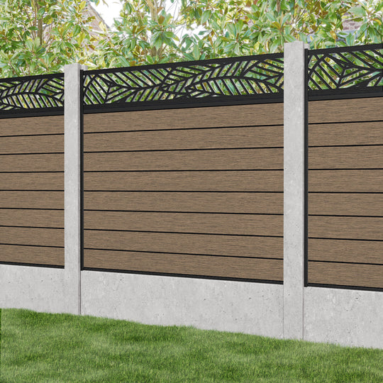Fusion Habitat Fence Panel - Teak - for existing concrete posts