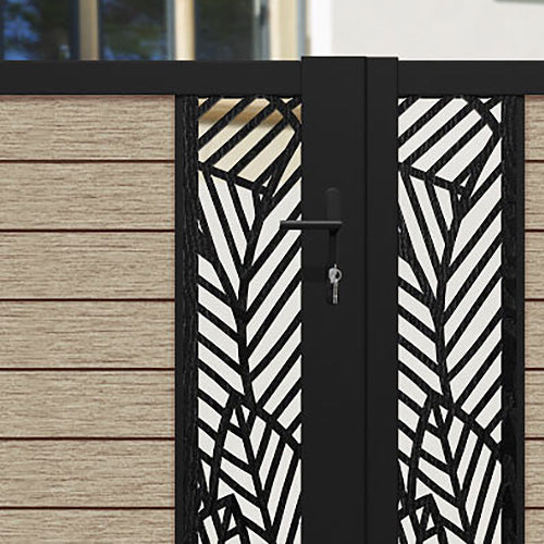 Fusion Habitat Straight Top Driveway Gate - Light Oak - Middle & End Screen