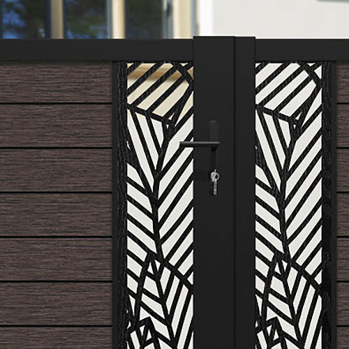 Fusion Habitat Straight Top Driveway Gate - Mid Brown - Middle & End Screen