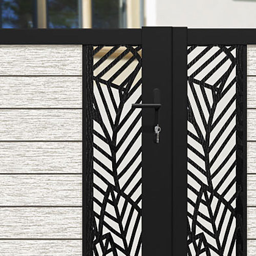 Fusion Habitat Straight Top Driveway Gate - Light Stone - Middle & End Screen