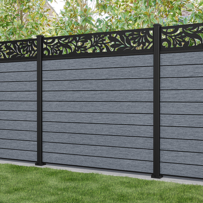 Fusion Heritage Fence Panel - Anthracite - with our aluminium posts