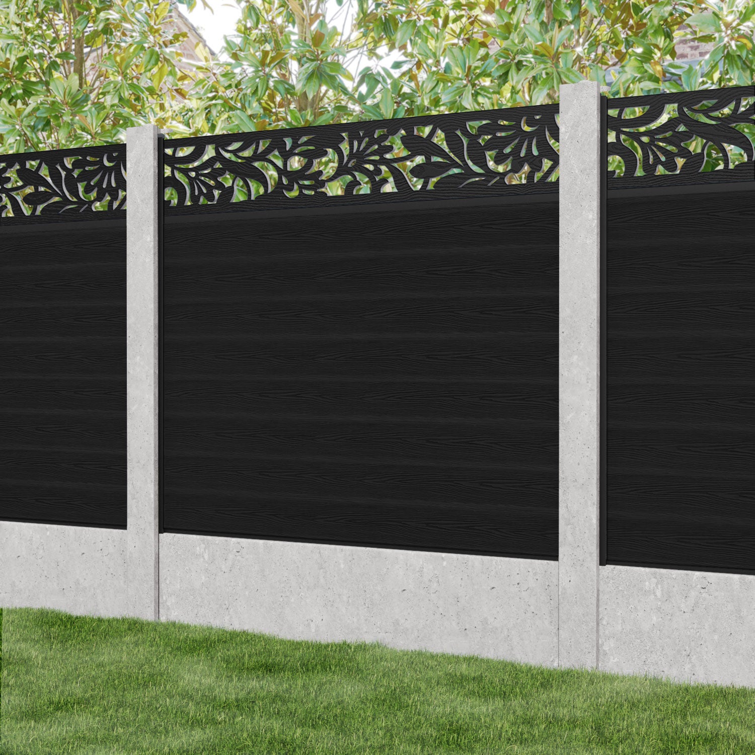 Classic Heritage Fence Panel - Black - for existing concrete posts