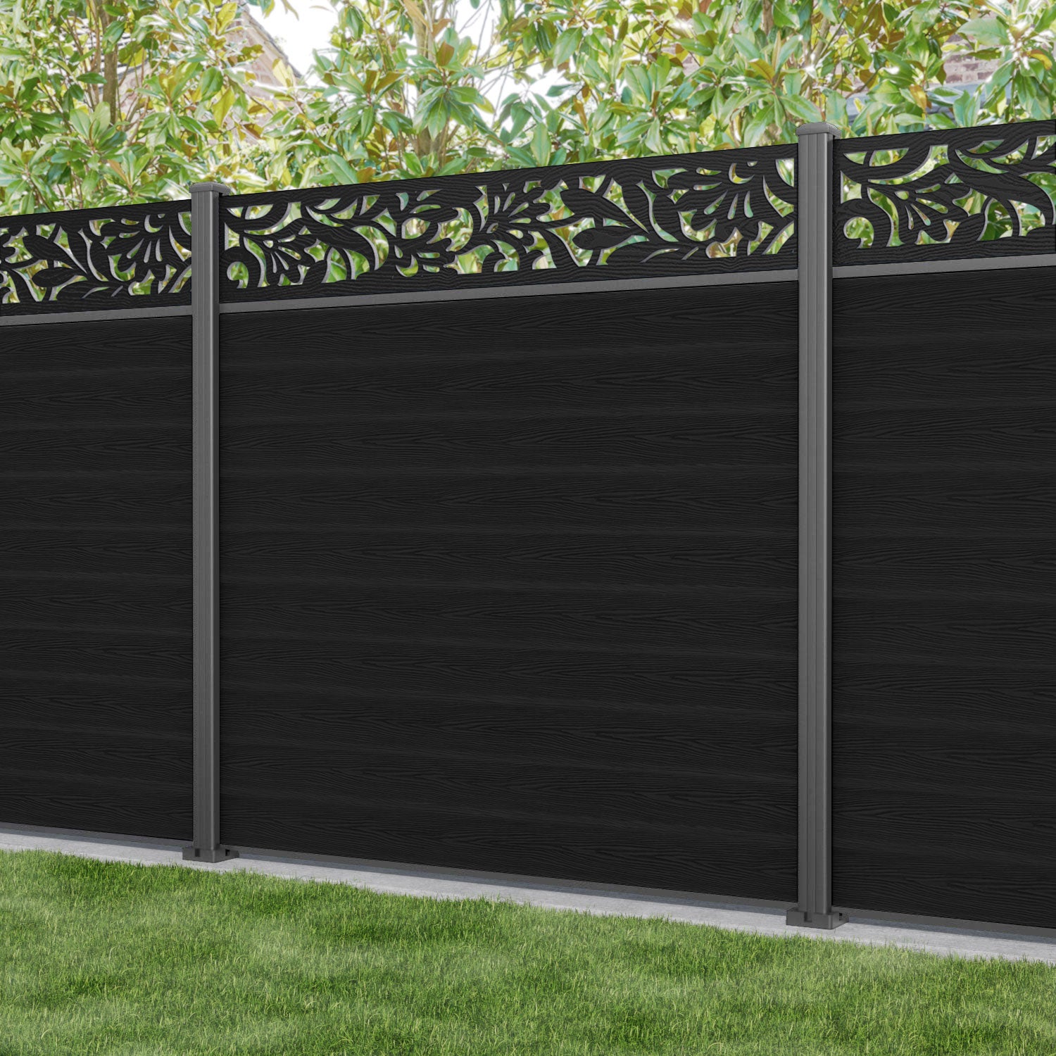 Classic Heritage Fence Panel - Black - with our aluminium posts