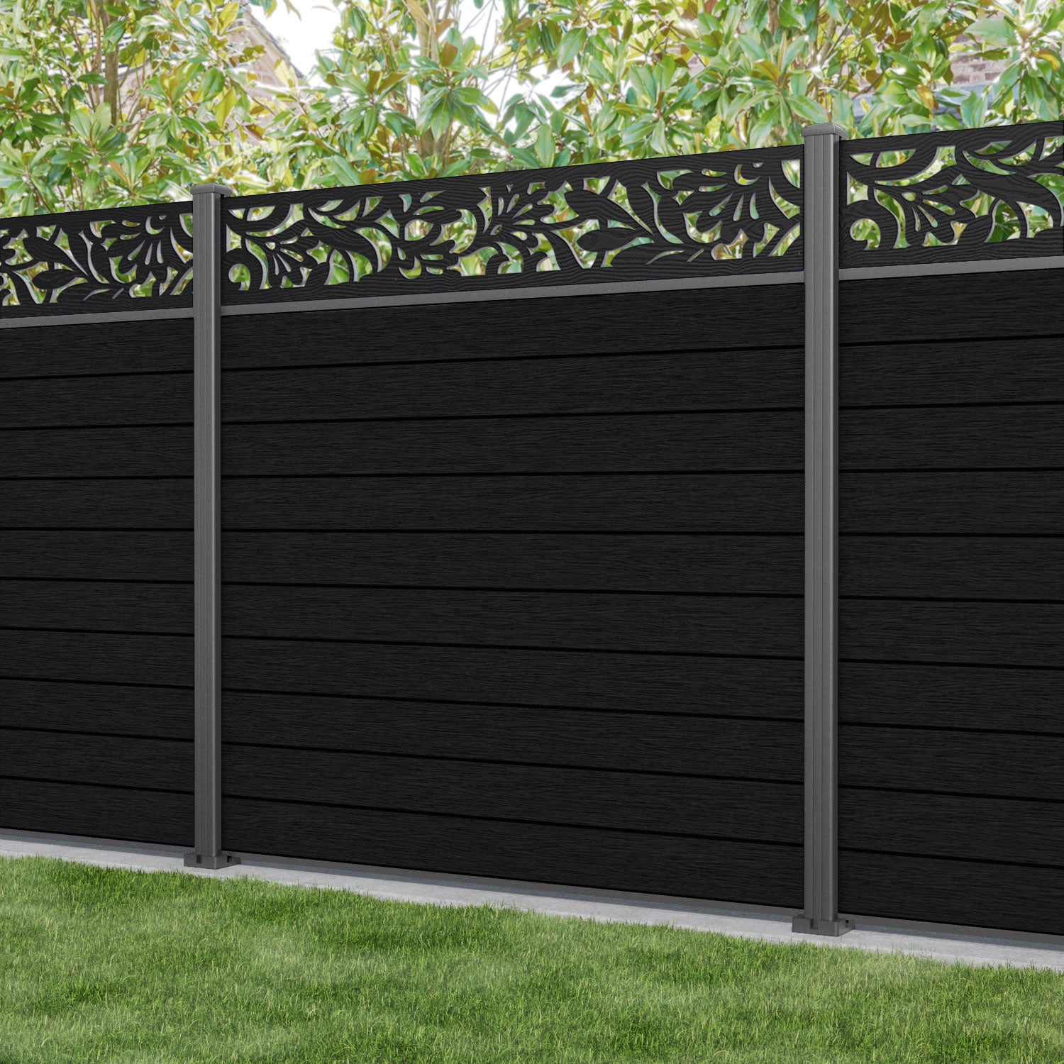 Fusion Heritage Fence Panel - Black - with our aluminium posts