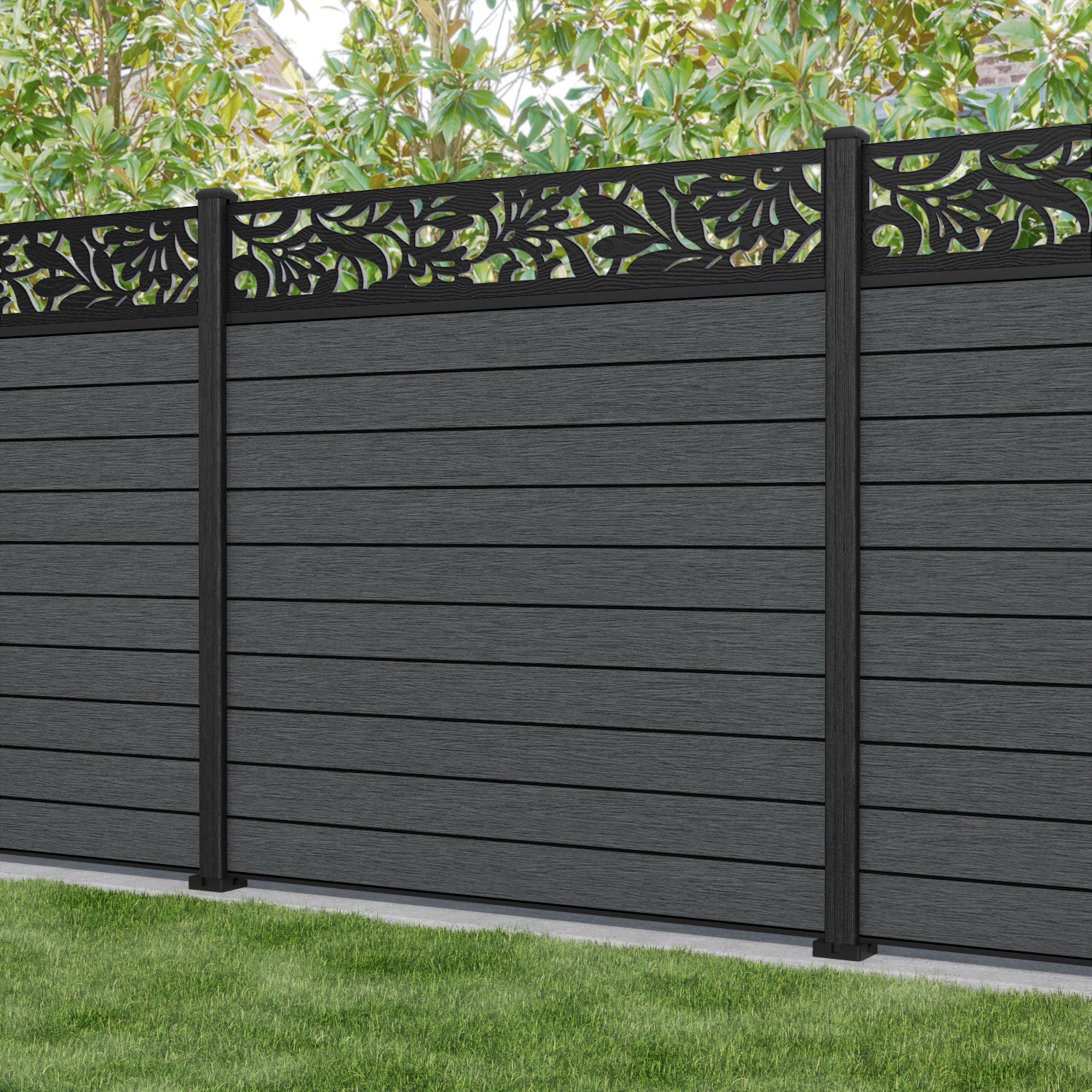 Fusion Heritage Fence Panel - Dark Grey - with our composite posts